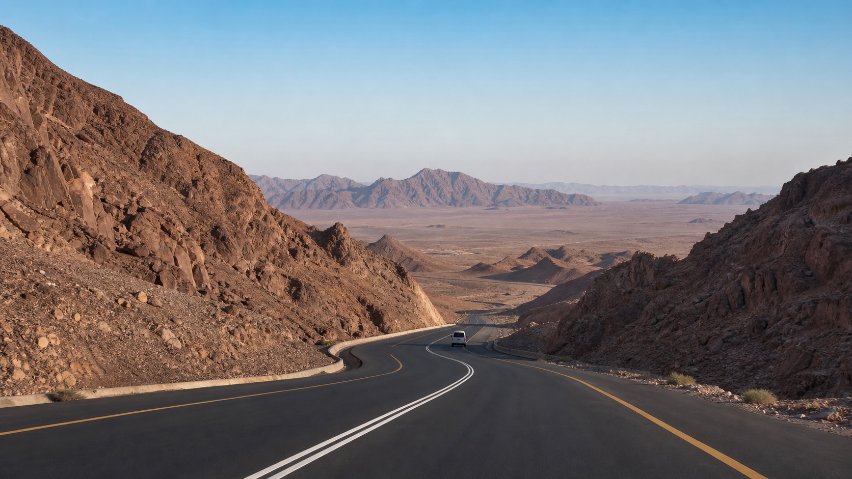 The mountain road from Madinah toward Badr